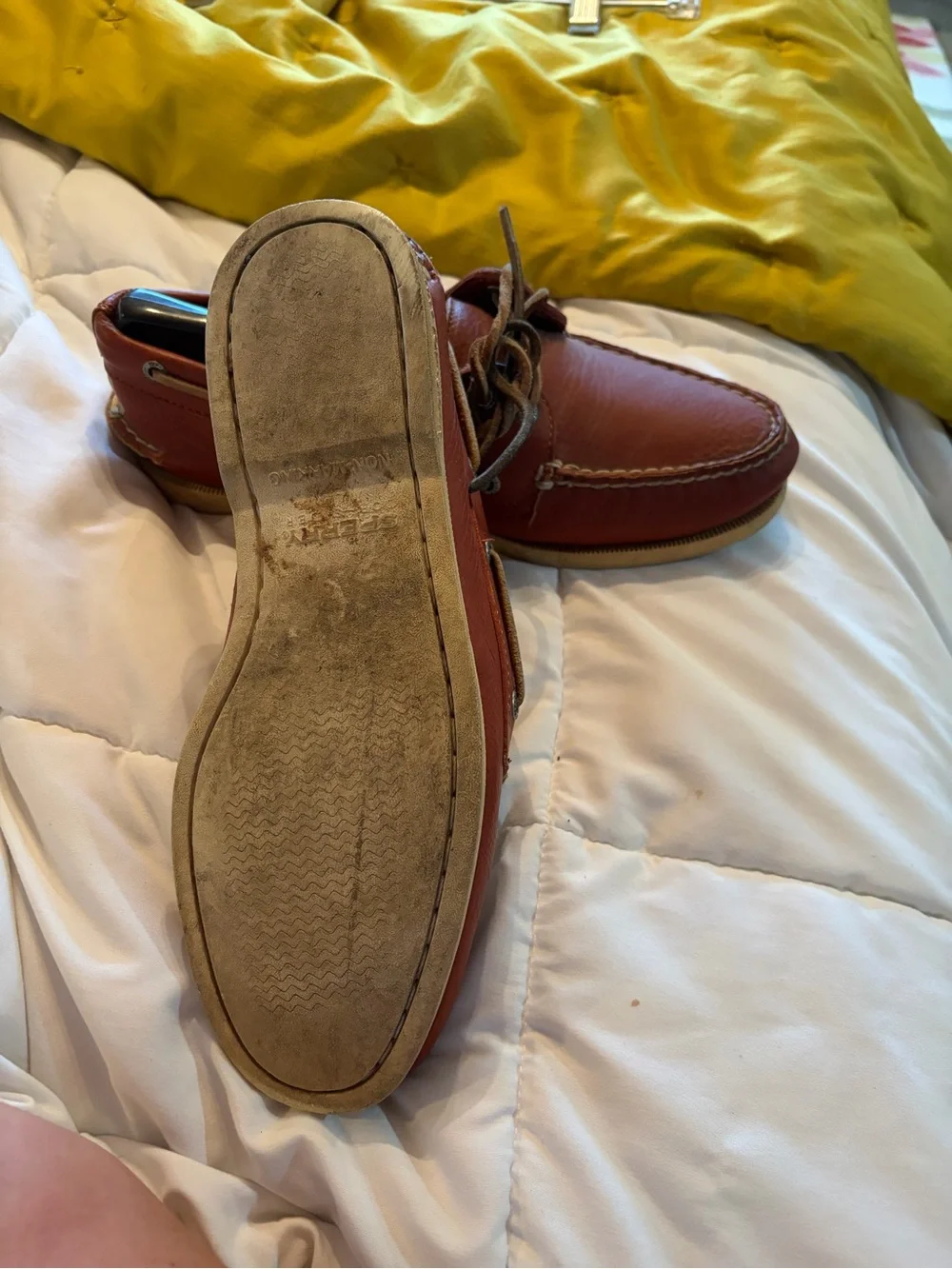 Sperry Chestnut Leather Moc Toe Boat Shoes
